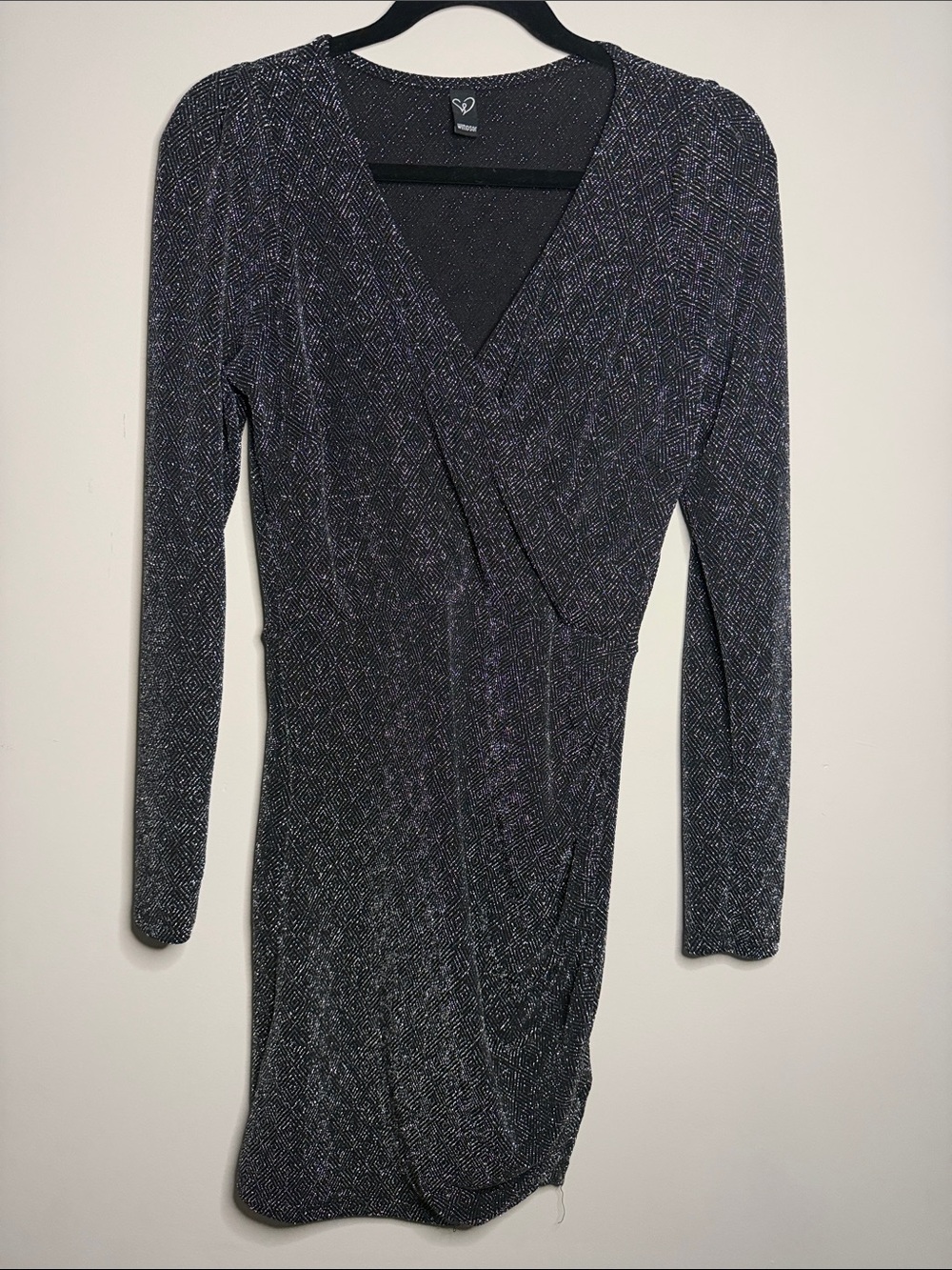 Windsor Black Wrap Mini Dress with Silver Sparkle